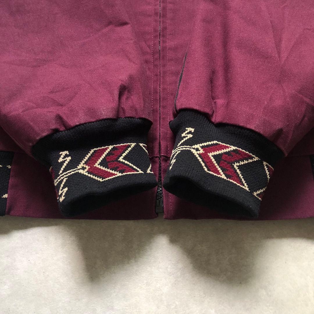 90sUSA製ネイティブ幾何学リブ切り替えダービージャケット型ブルゾンダック生地