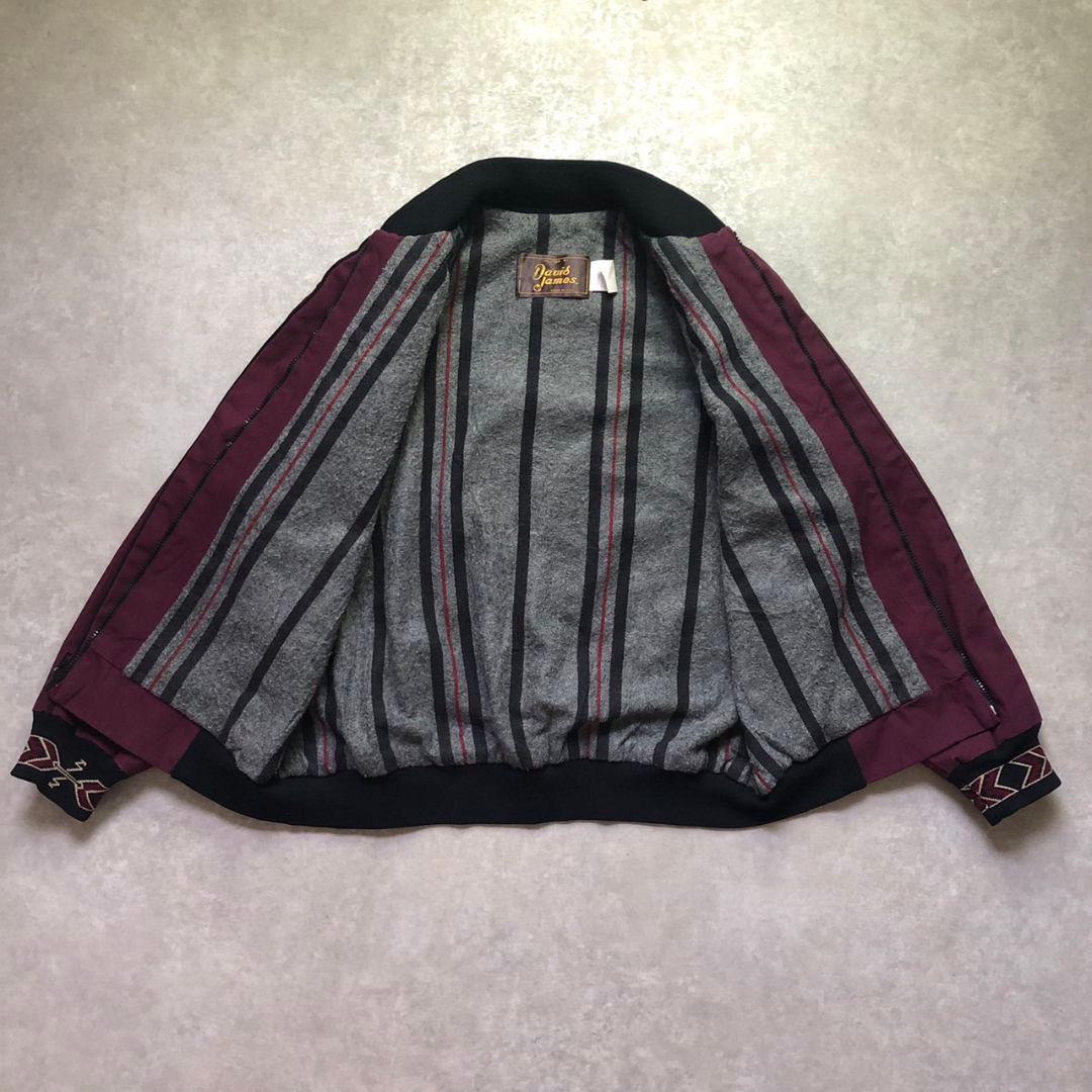 90sUSA製ネイティブ幾何学リブ切り替えダービージャケット型ブルゾンダック生地