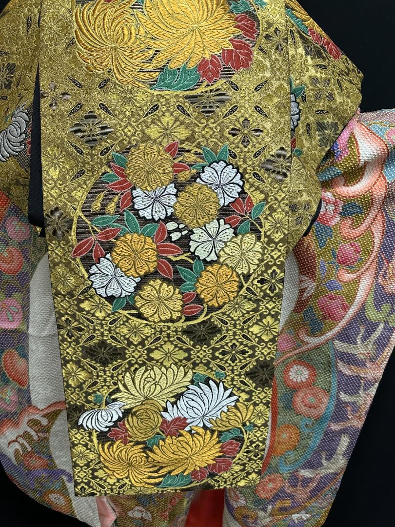 藤娘きぬたや 総絞り 白地 波鶴橘 小紋バック振袖 長襦袢2点セット