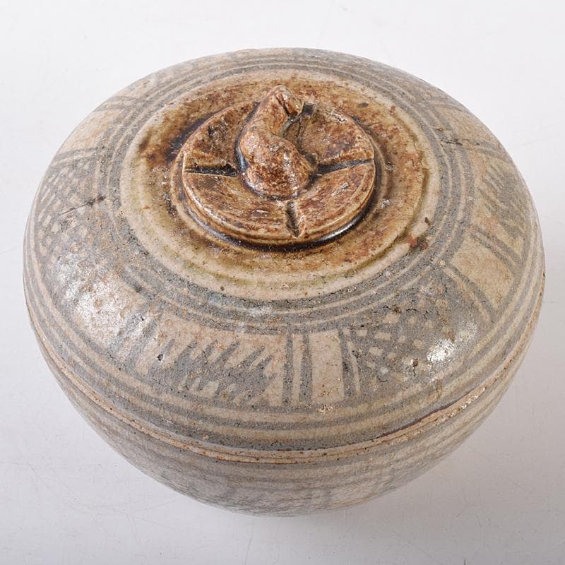 タイ古陶磁　スンコロク　宋胡録　合子　蓋物　時代箱付　V　R8164