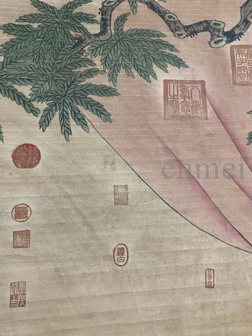 中国古美術・旧藏・明代風・唐寅款・人物図・手描き中堂画・宣紙・掛軸・書画・骨董