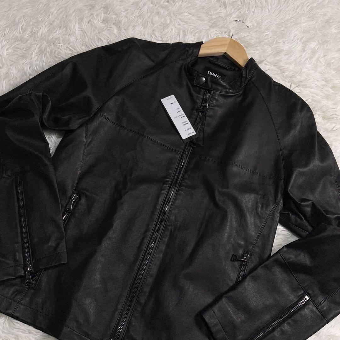 未使用タグ付き エンメティ レザージャケット シングル ライダース ラムレザー