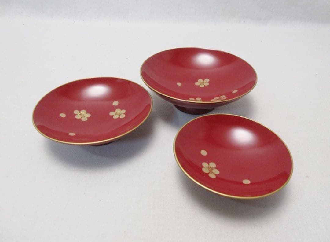 ほぼ未使用 茶道具 天然木製 本漆黒塗 会津塗 屠蘇器 立梅蒔絵 元箱