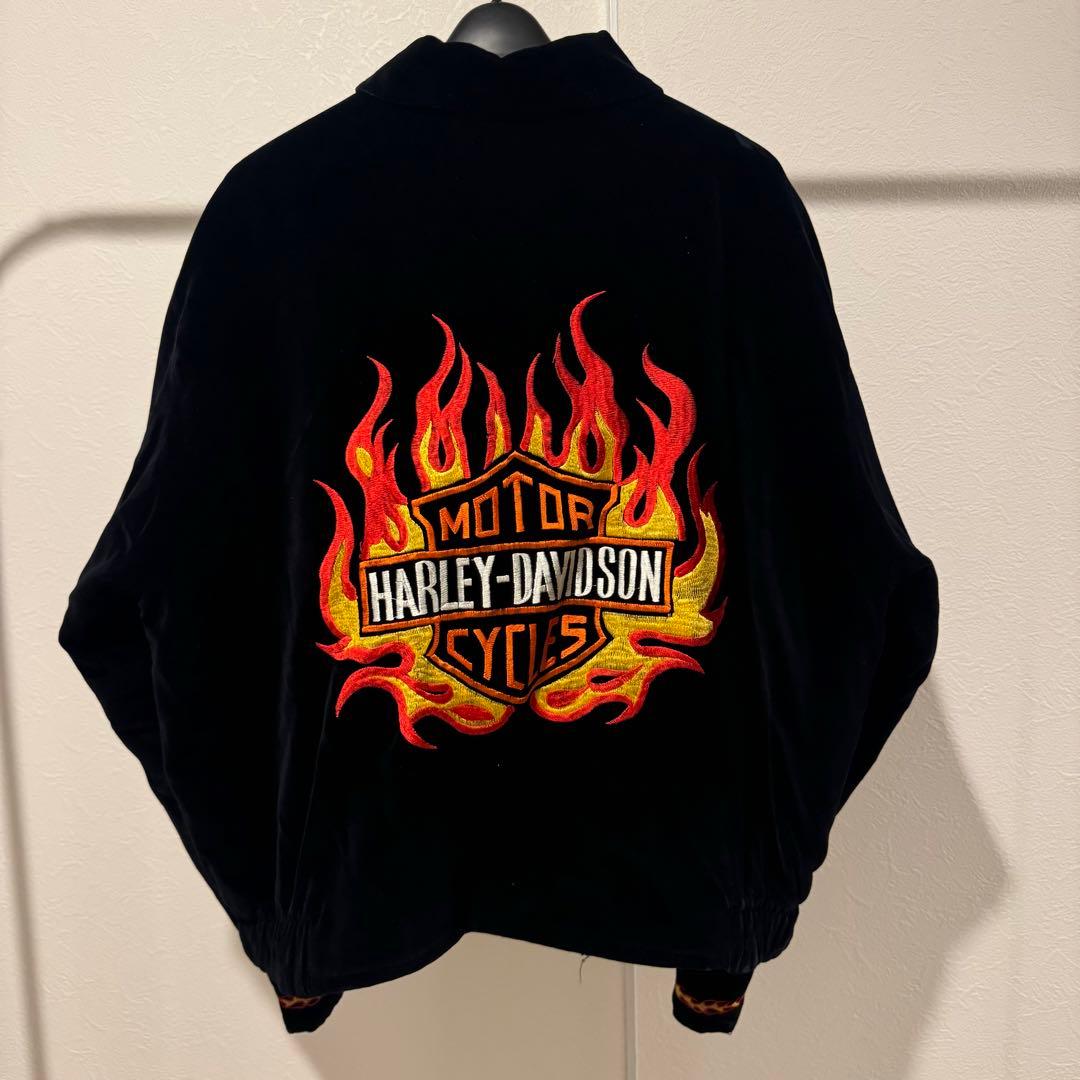 〈レア〉Harley-Davidson フレイム刺繍ベロアジャケット