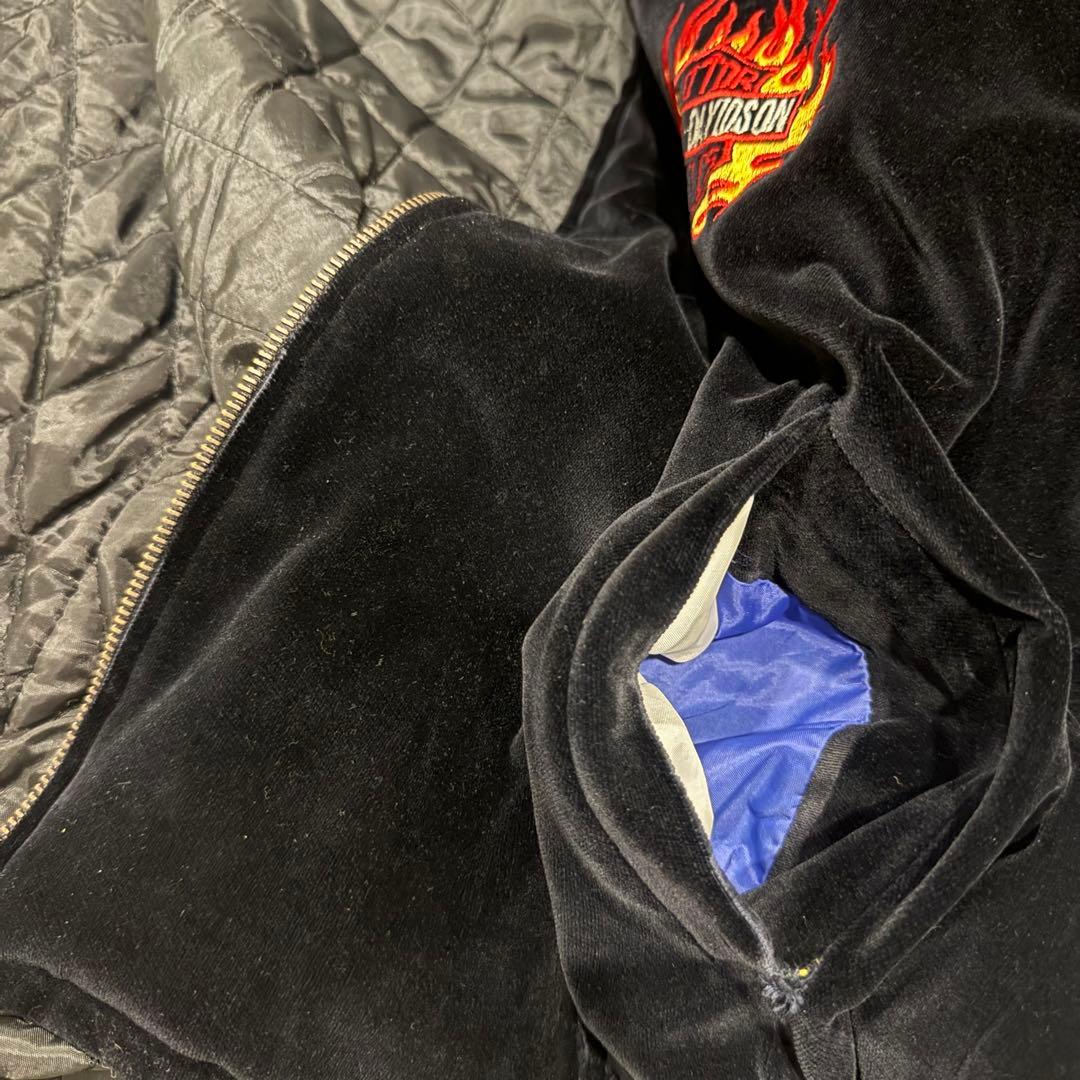 〈レア〉Harley-Davidson フレイム刺繍ベロアジャケット