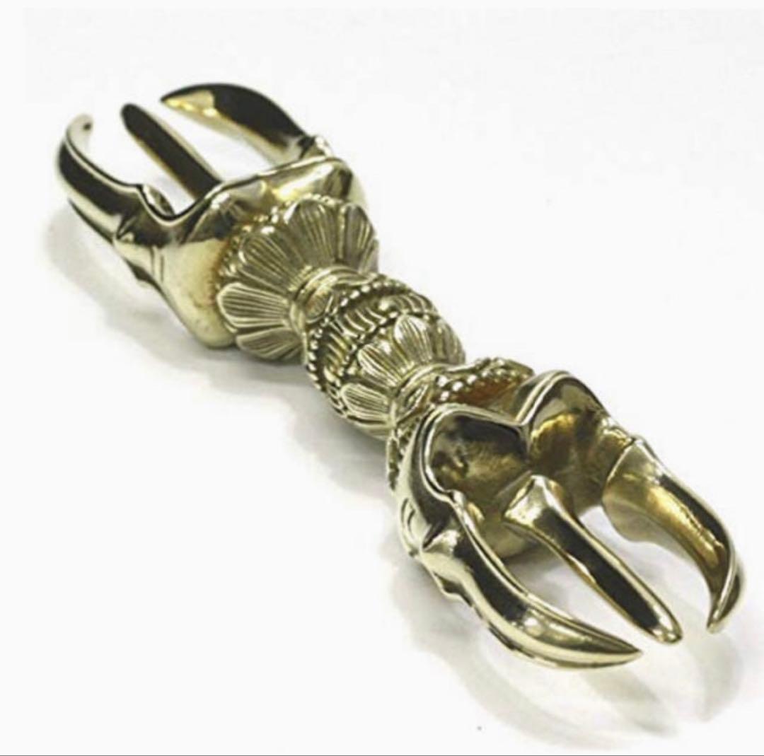 希少　金剛杵　三鈷杵　法具　チベット密教　ビンテージ　バジュラ　仏教美術　黄銅製