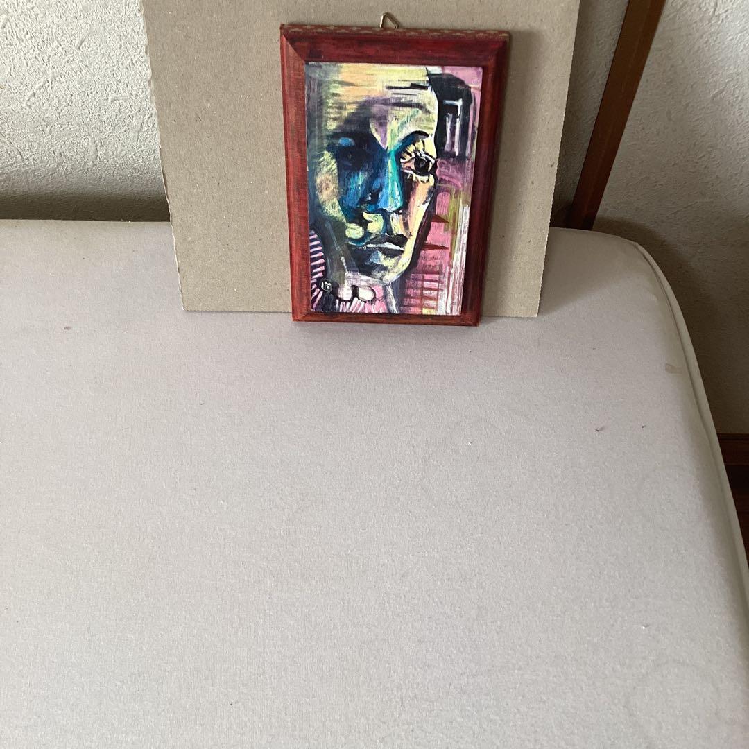 林　耕平　　コウヘイ画伯　　　自画像　　油彩画　　木製ボード