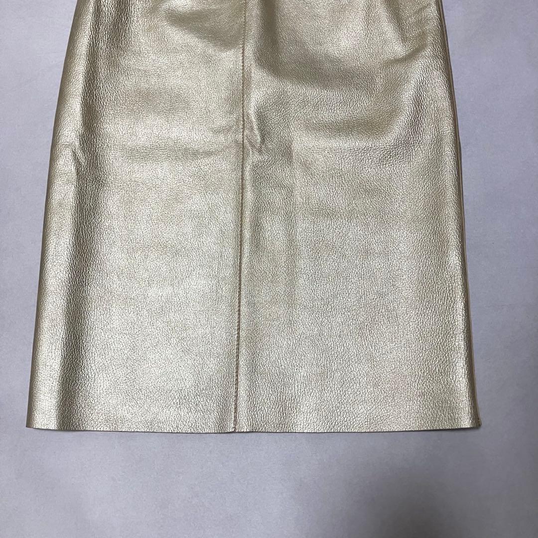 希少　Loewe ラムレザー　タイトスカート　ゴールド　派手　ナッパレザー