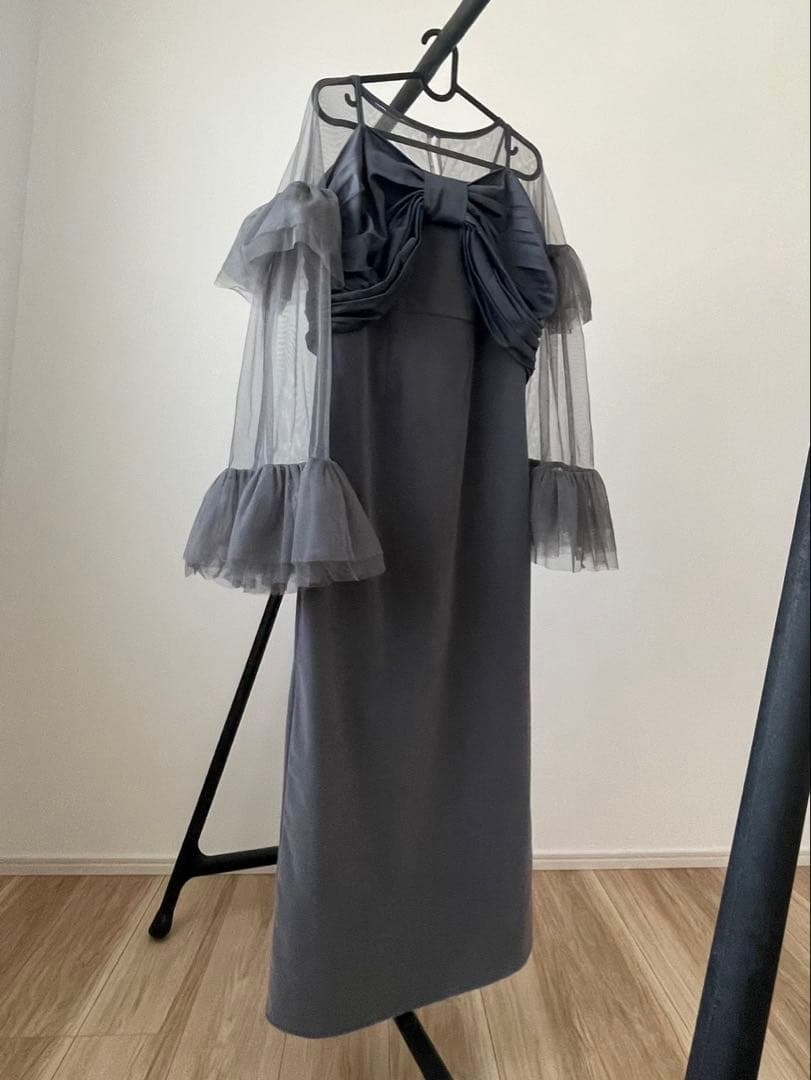 【LEJA】2WAYリボンビスチェチュールベロアワンピースドレス