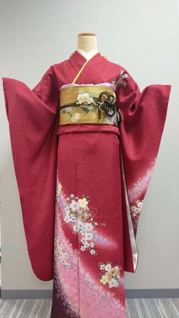 【秀品 美品振袖＋袋帯 2点セット】 74－1033