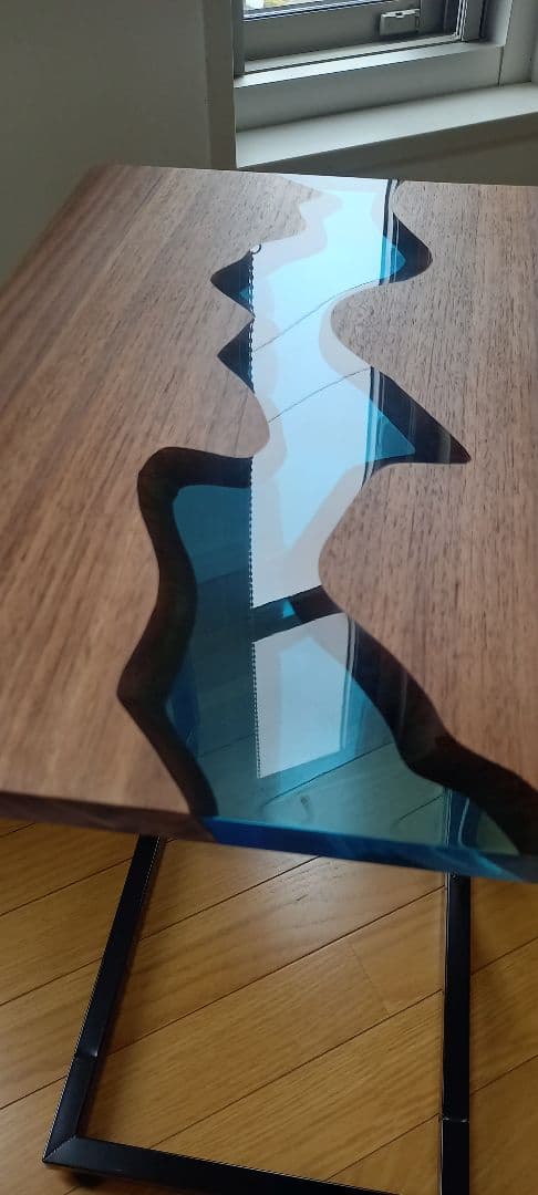 リバーテーブル　レジンテーブル　サイドテーブル　キャスター付き　コーヒーテーブル