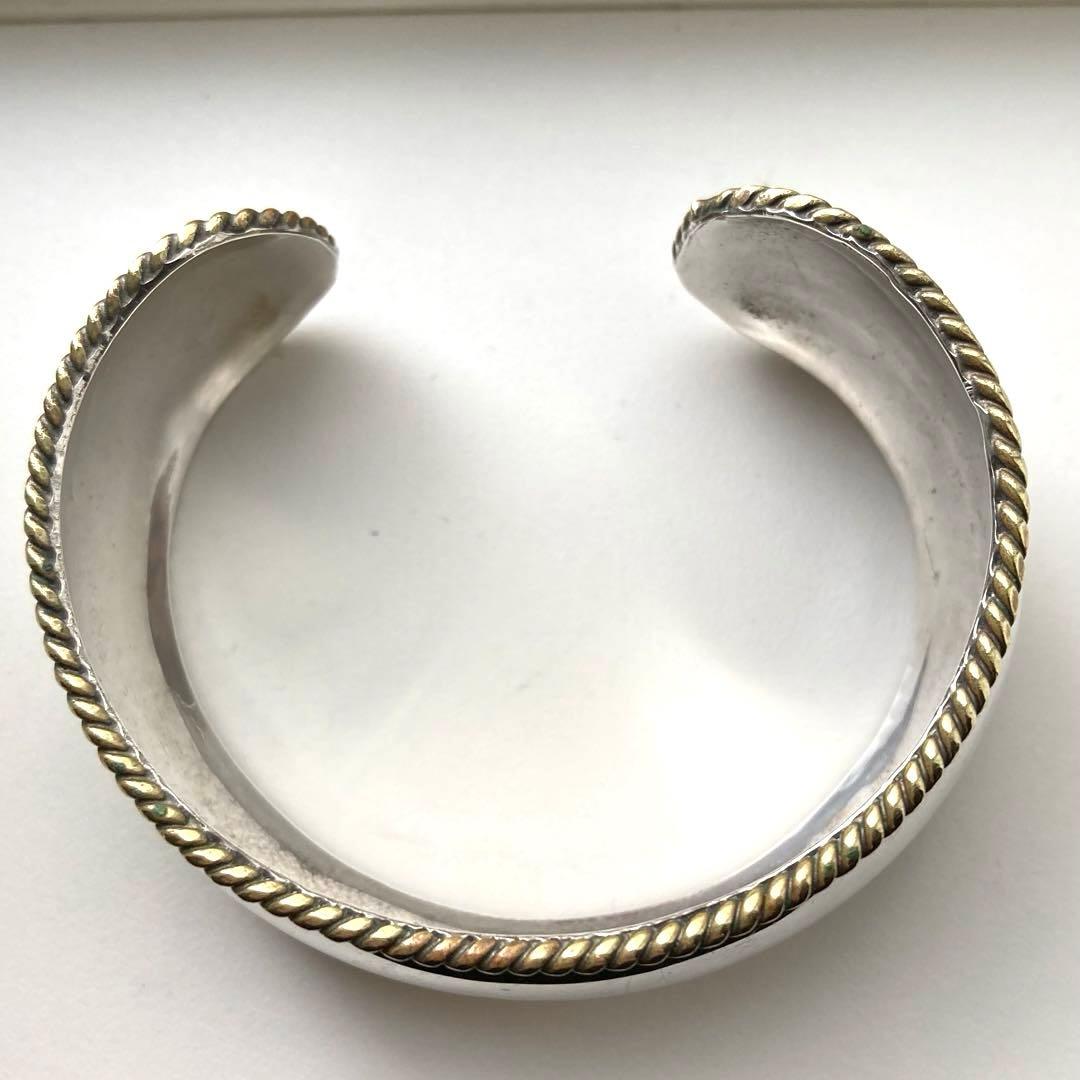 MEXICO カフ ワイドバングル シルバー925 真鍮コンビ ヴィンテージ