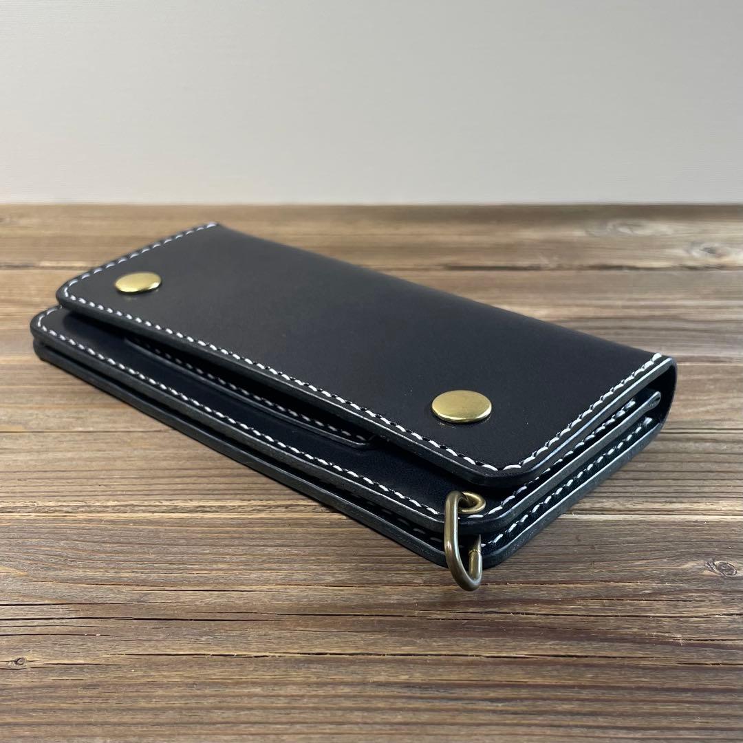 栃木レザー　トラッカーウォレット　長財布　手縫い