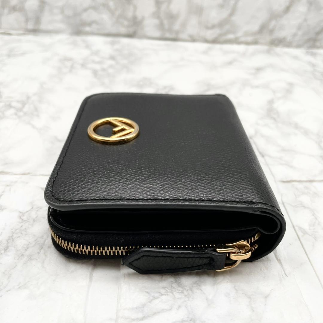 極美品✨️フェンディ　エフイズ　二つ折り財布　レザー　ミニ財布　ブラック　黒