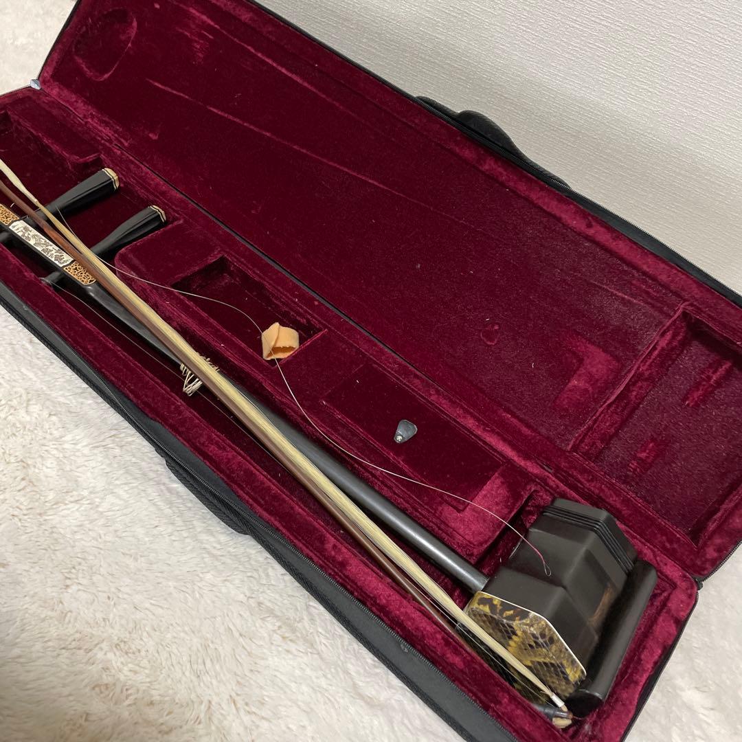 高級 二胡 張源精制 弦楽器 民族楽器 ハードケース 弓付属 和楽器 本革