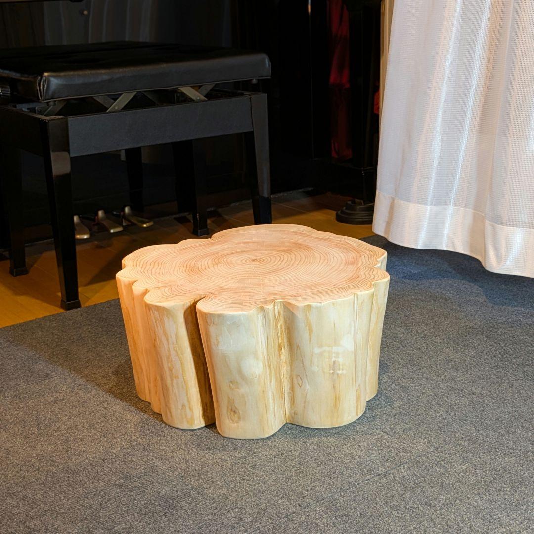 檜　切り株　丸太　椅子　スツール テーブル　高さ約21㎝