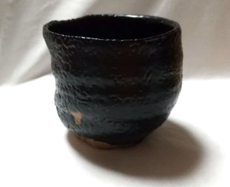 安食ひろ 引出黒 茶碗 筒茶碗 共箱 未使用品