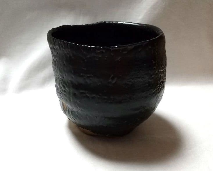 安食ひろ 引出黒 茶碗 筒茶碗 共箱 未使用品