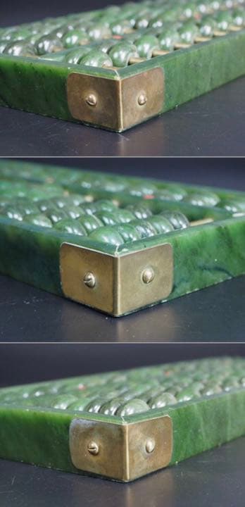 送料無料　天然翡翠（台湾玉）算盤/そろばん　共箱 ★時代珍品★