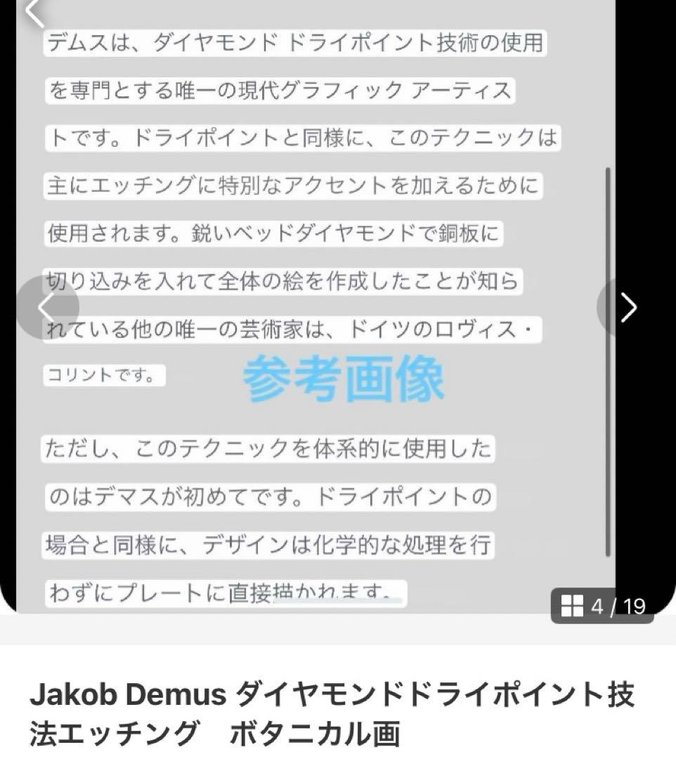 Jakob Demusダイヤモンドドライポイント技法エッチング　ボタニカル画②