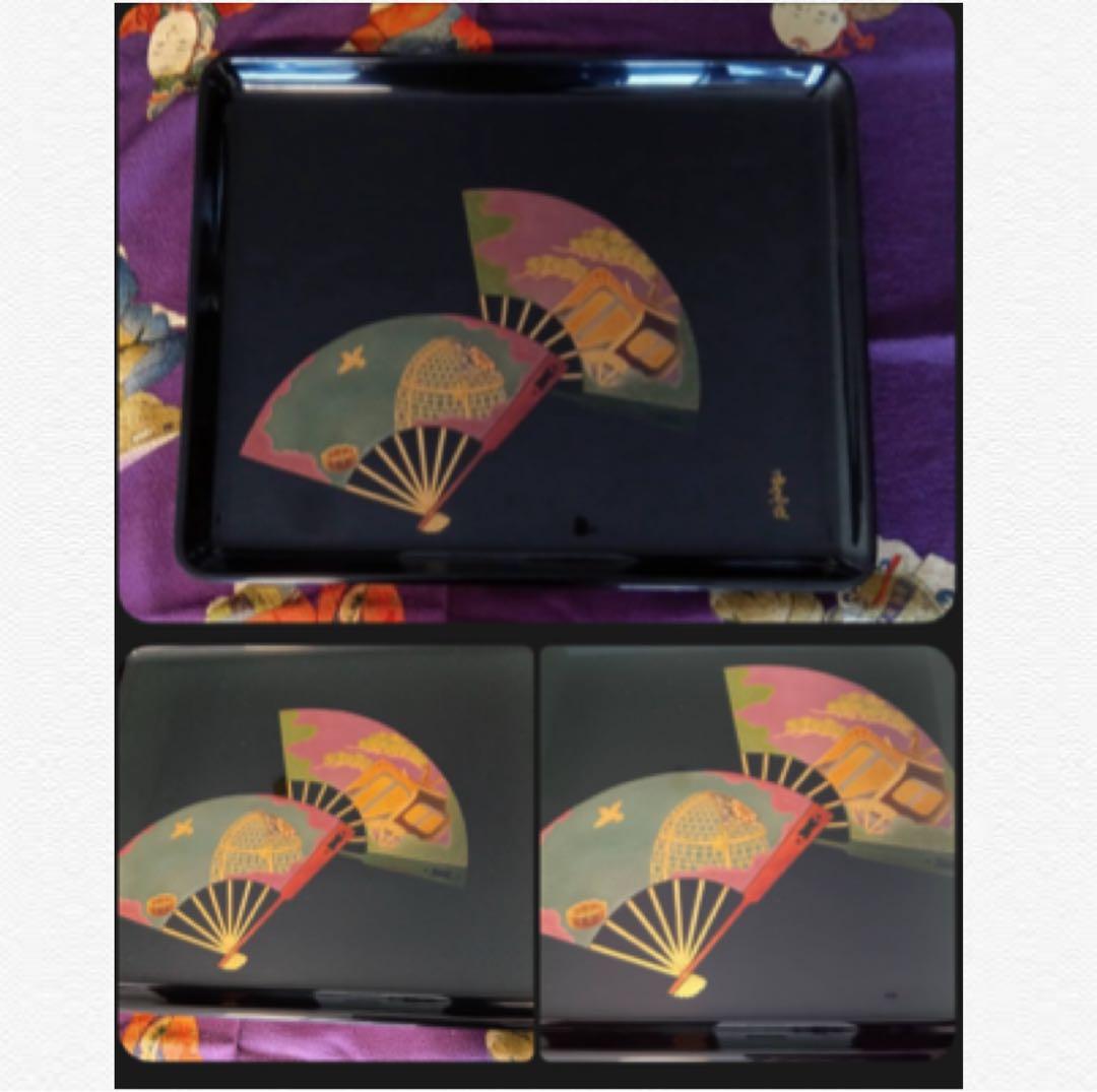 輪島塗　高級　漆器　扇面 ●屠蘇器　セット ●源氏香蒔絵　雪斉型お盆