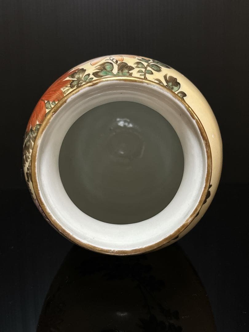 超絶技巧 明治期 極上 金蘭彩色 花蝶図 花瓶 花生 壷