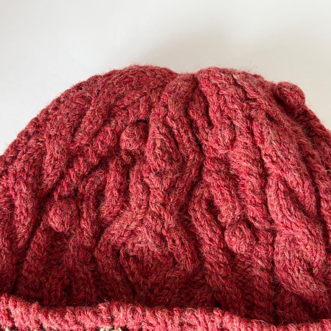 キャピタル ハンドニット フィッシャーマンキャップ 赤系 ニット帽 ビーニー