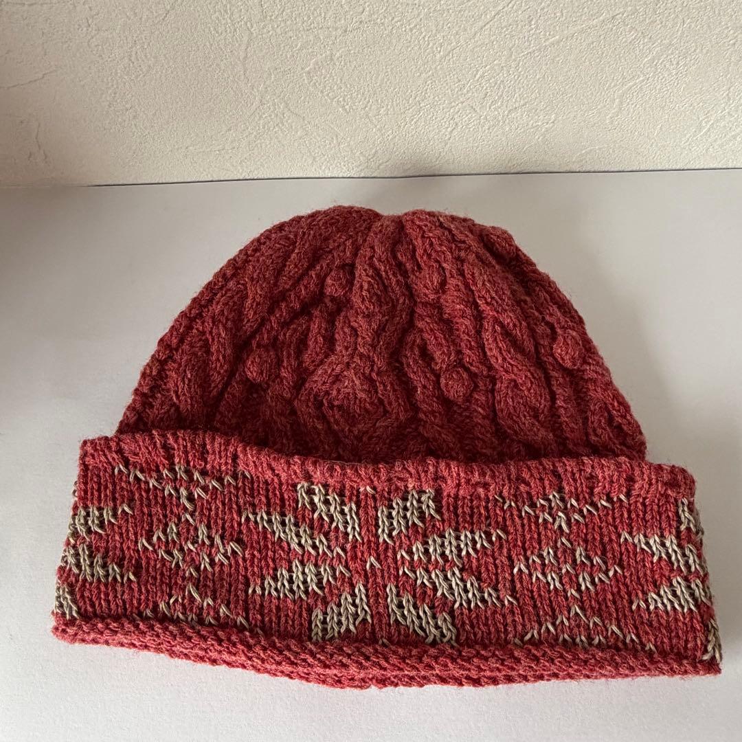 キャピタル ハンドニット フィッシャーマンキャップ 赤系 ニット帽 ビーニー
