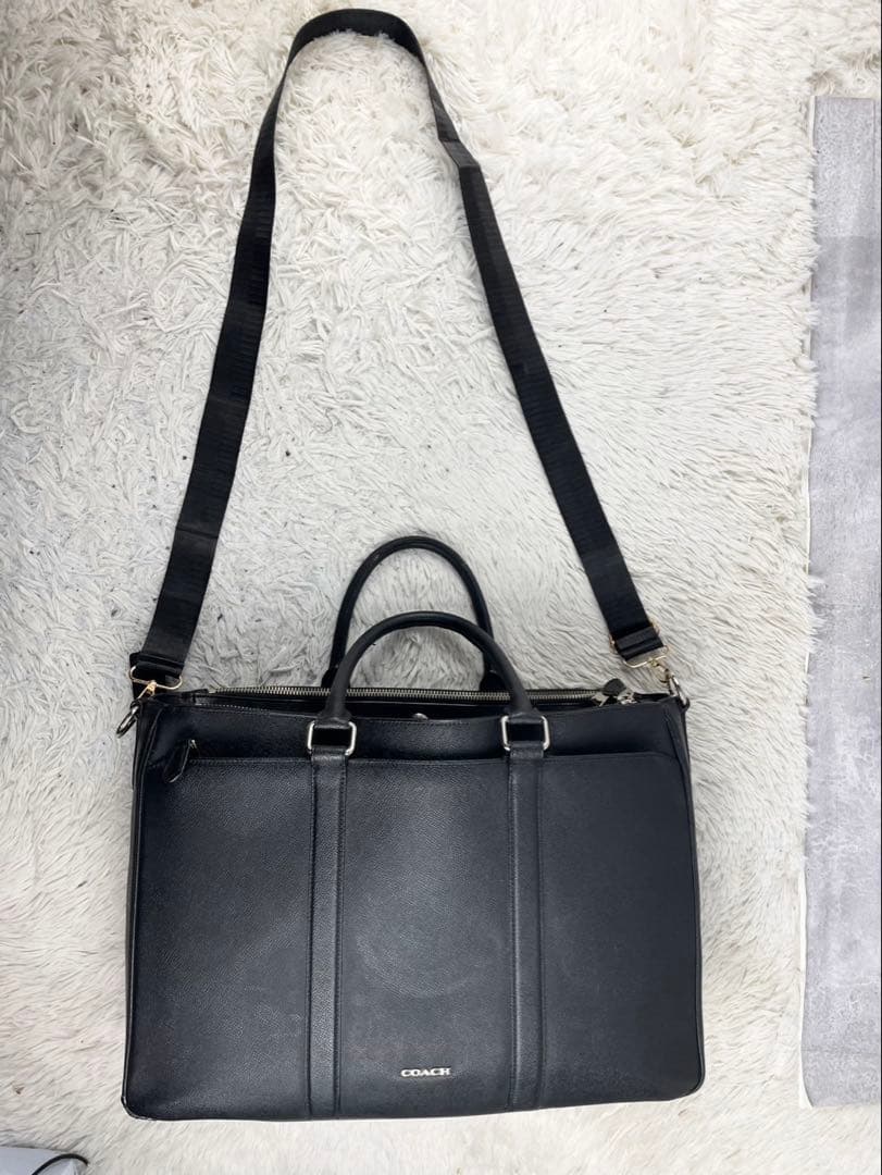 A4可 美品 コーチ レザー 2way ビジネスバッグ メトロポリタン ブラック