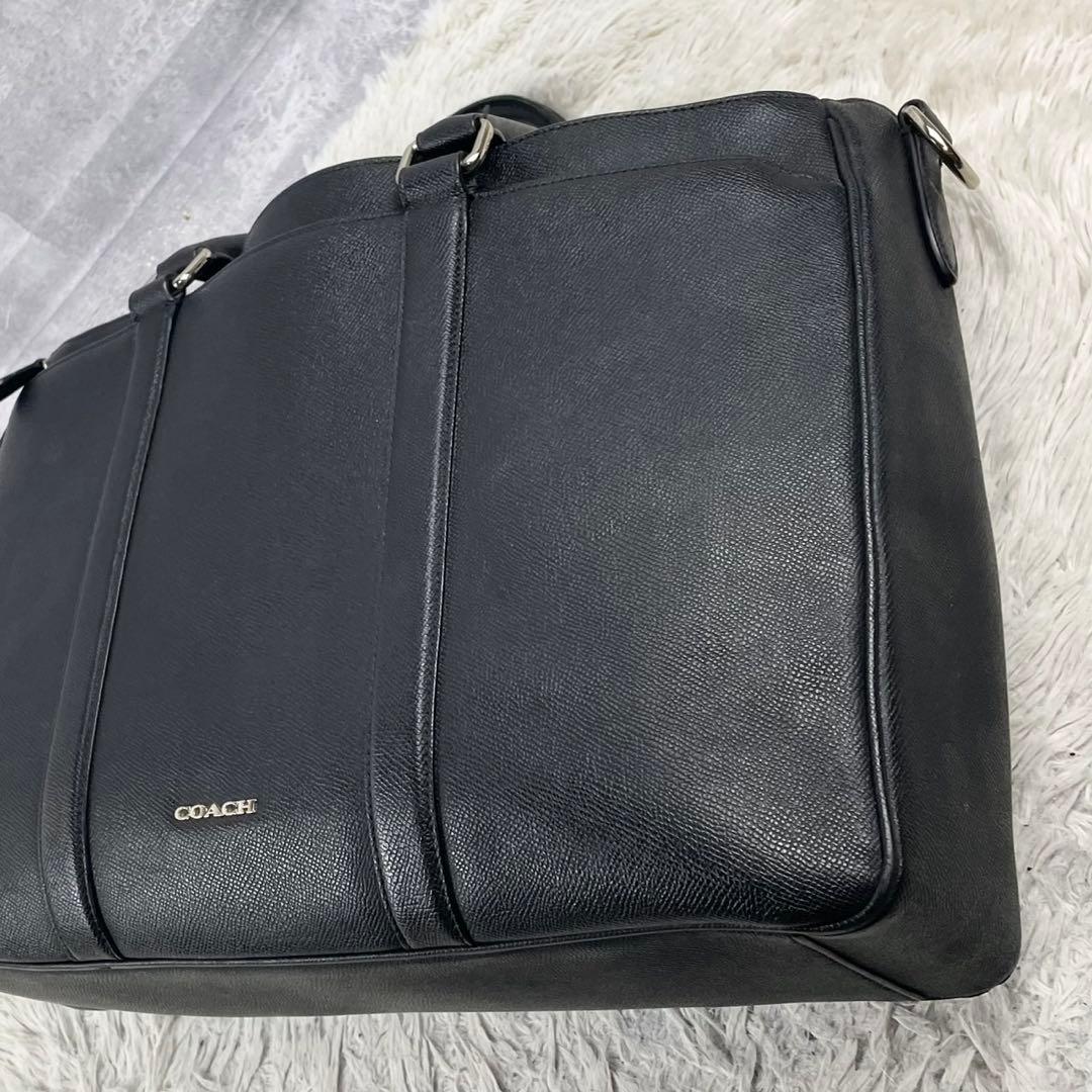 A4可 美品 コーチ レザー 2way ビジネスバッグ メトロポリタン ブラック