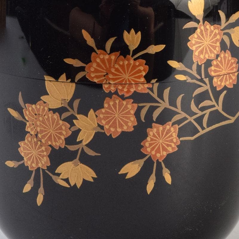 茶道具　加賀蒔絵師　中村孝也作　桜蒔絵　中棗　共箱　V　9196