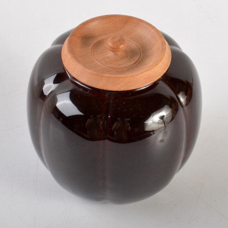 茶道具　山中塗　中村宗悦作　如心斎好写　阿吉陀茶入　共箱　V　6451