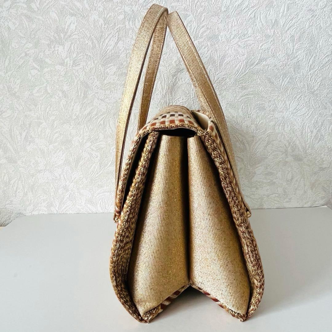 【極美品✨レア】利休バッグ　和装用バッグ　着物バッグ　織物　総柄　大容量