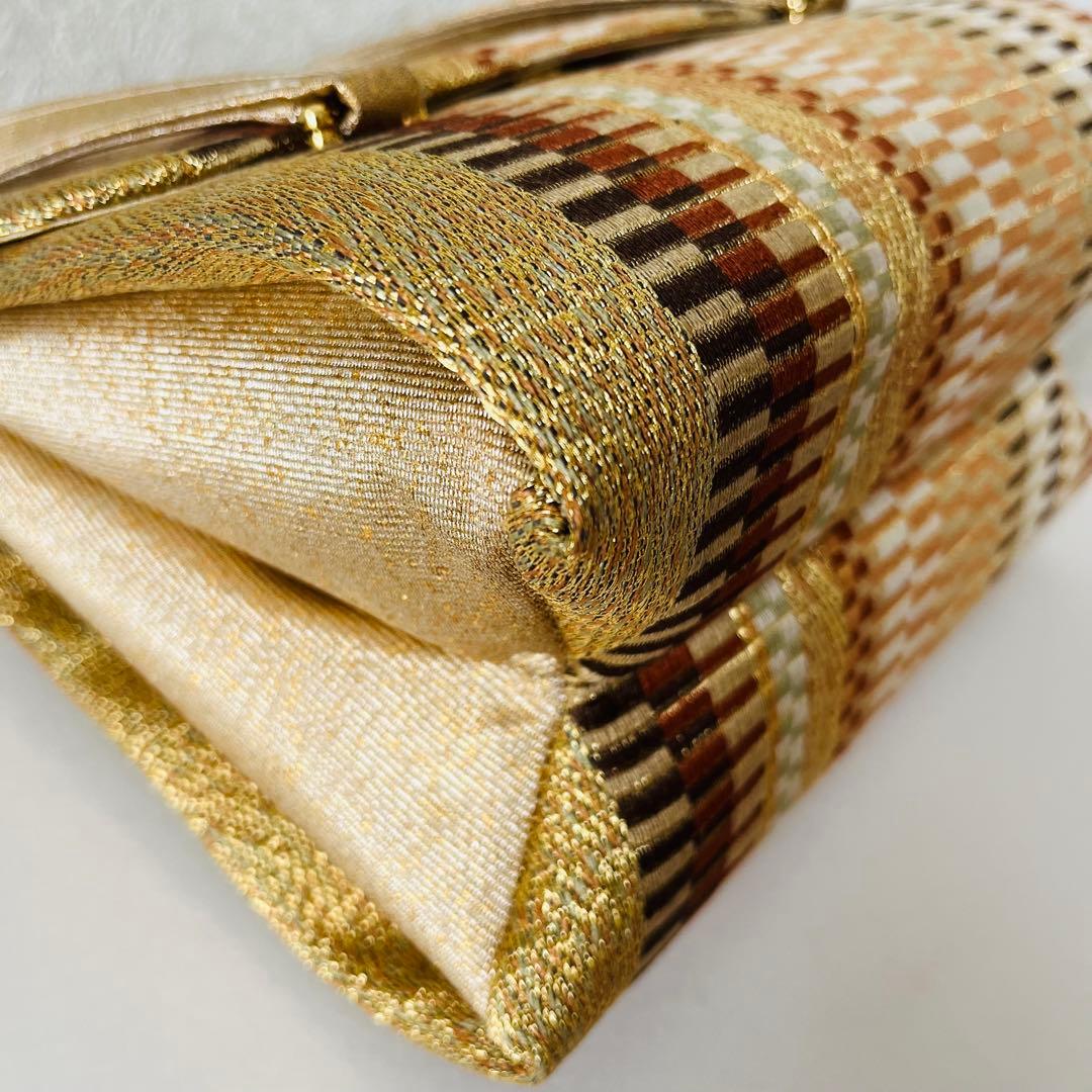 【極美品✨レア】利休バッグ　和装用バッグ　着物バッグ　織物　総柄　大容量