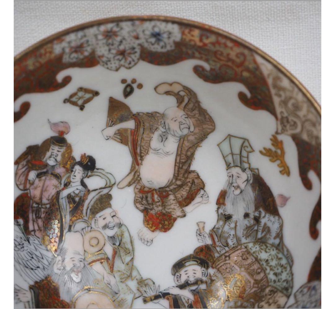 送料無料　明治期　井出 善太郎商店製　九谷焼　細密画　ぐい呑み/杯/盃 酒器①