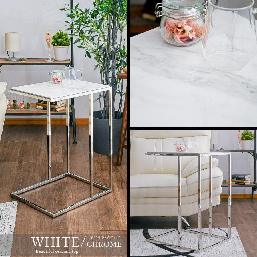 大川家具matsumoto 大理石柄セラミックサイドテーブル 幅45