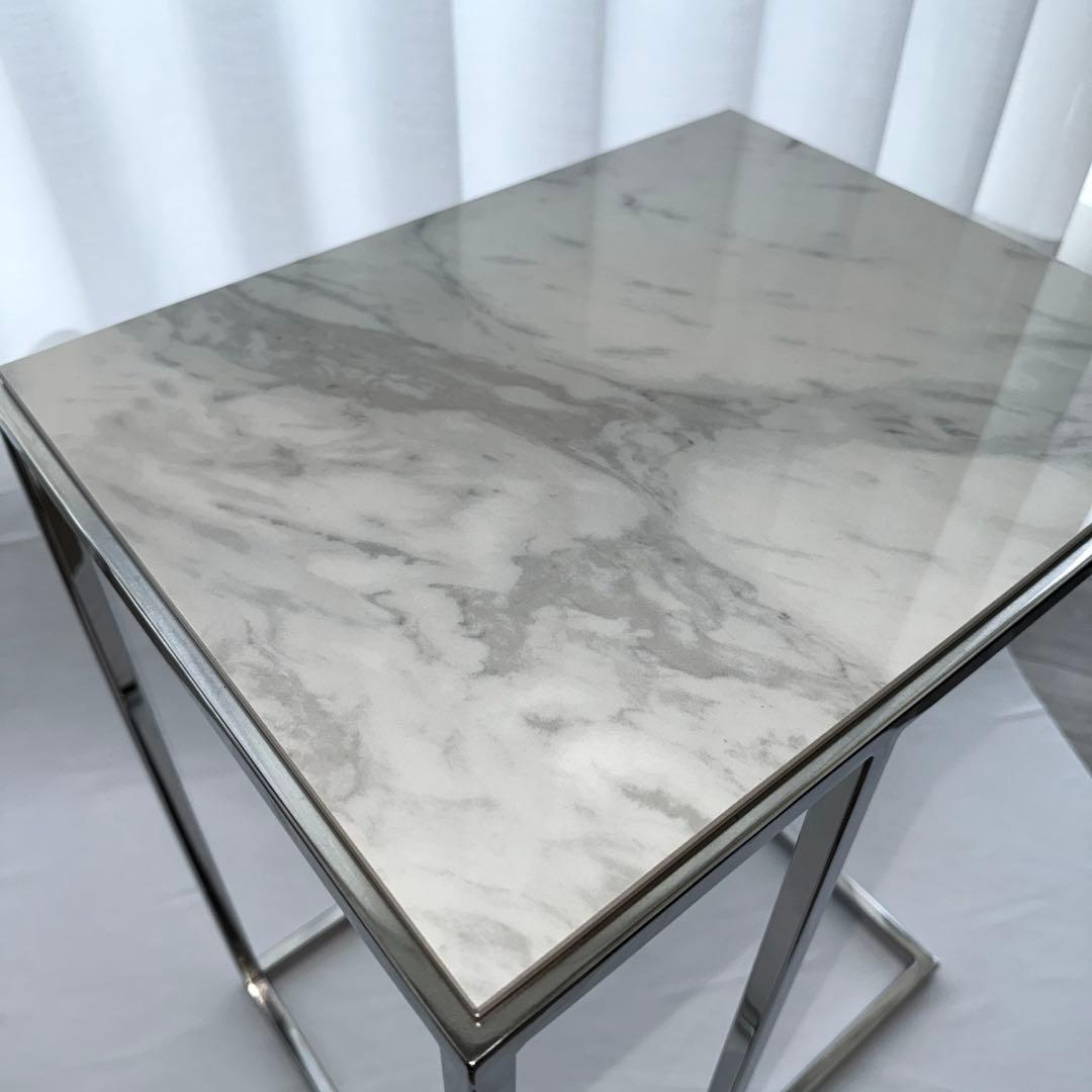 大川家具matsumoto 大理石柄セラミックサイドテーブル 幅45