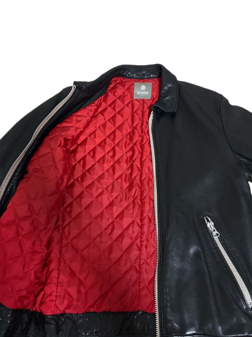 nano universe ブラックレザーシングルライダースジャケットXL