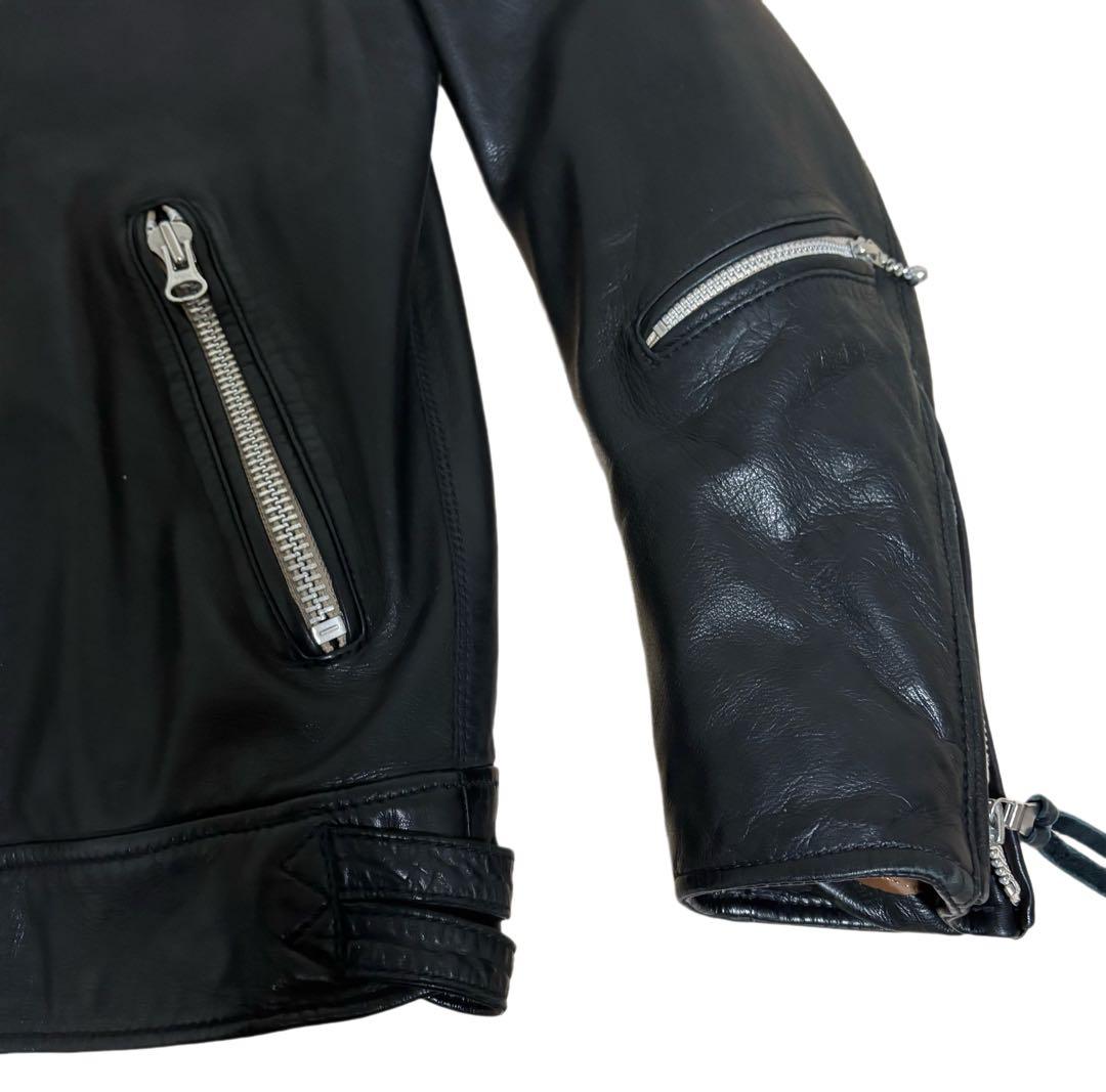 nano universe ブラックレザーシングルライダースジャケットXL