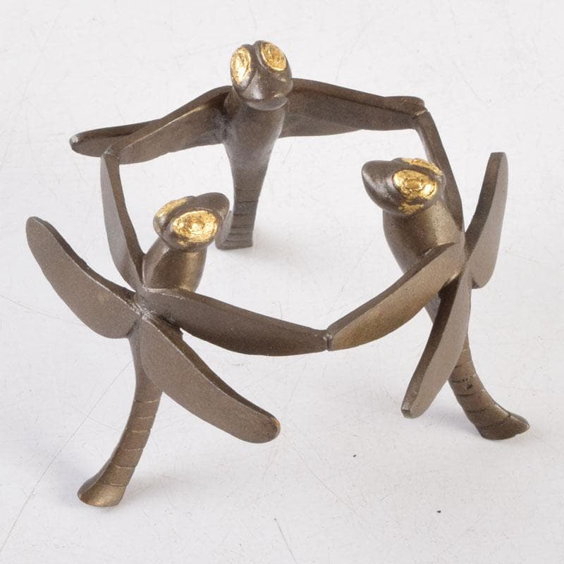 茶道具　加賀象嵌匠　本江敏彦作　唐銅　蜻蛉蓋置　共箱　V　9224