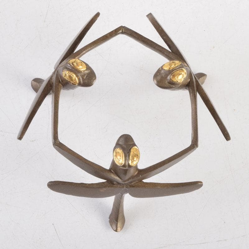 茶道具　加賀象嵌匠　本江敏彦作　唐銅　蜻蛉蓋置　共箱　V　9224