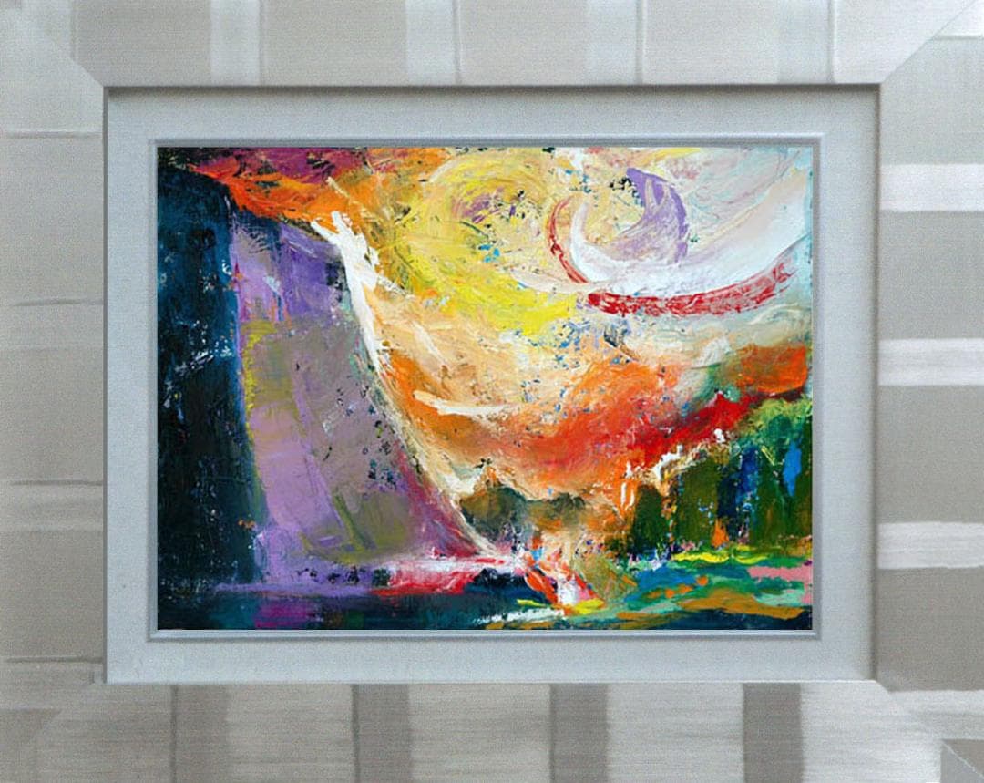 油絵 菅家令子 絵 絵画インテリア 額付(白) uF6-111309 風景朝夕陽