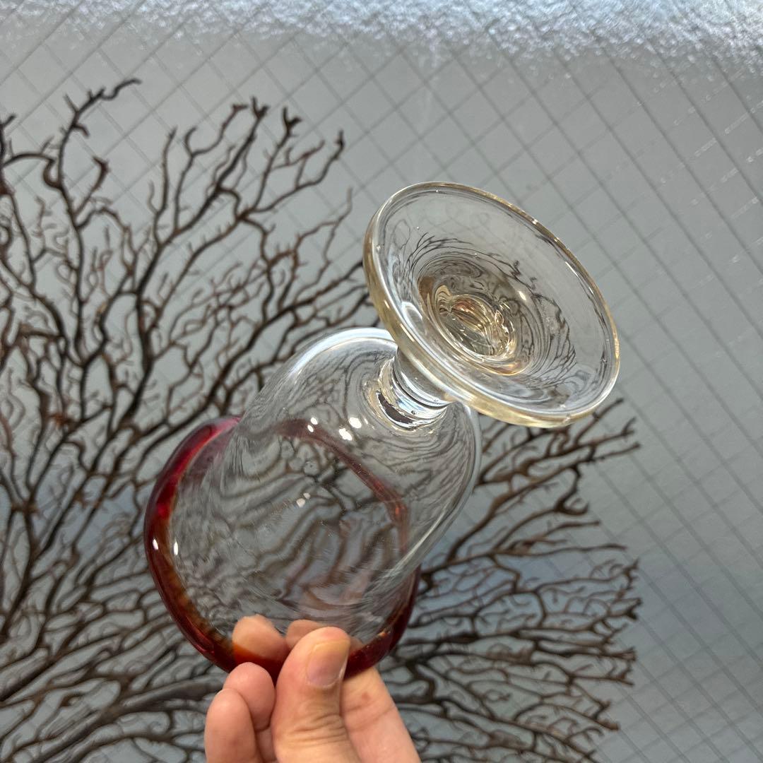 骨董　時代ガラス　ゆらゆら　花フチリップ　氷コップ　ウラン