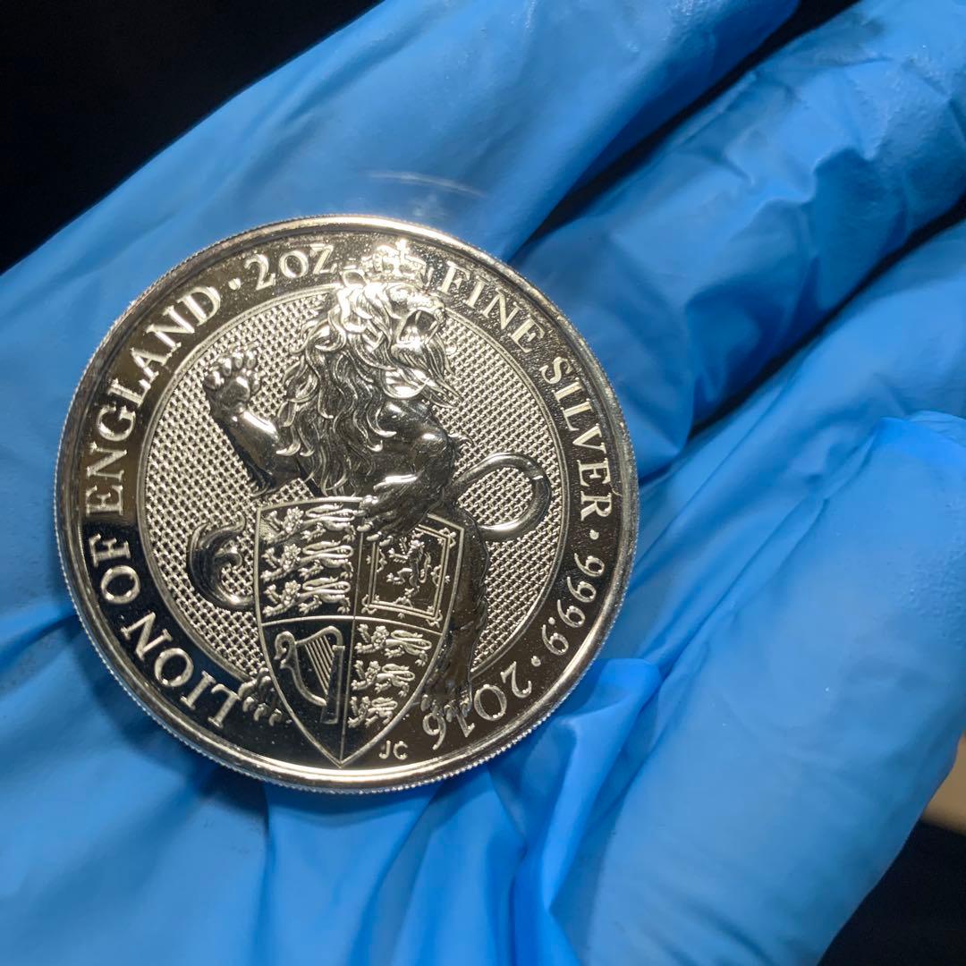 その1 純銀貨2オンス クイーンズビースト　2016 ライオン・イングランド