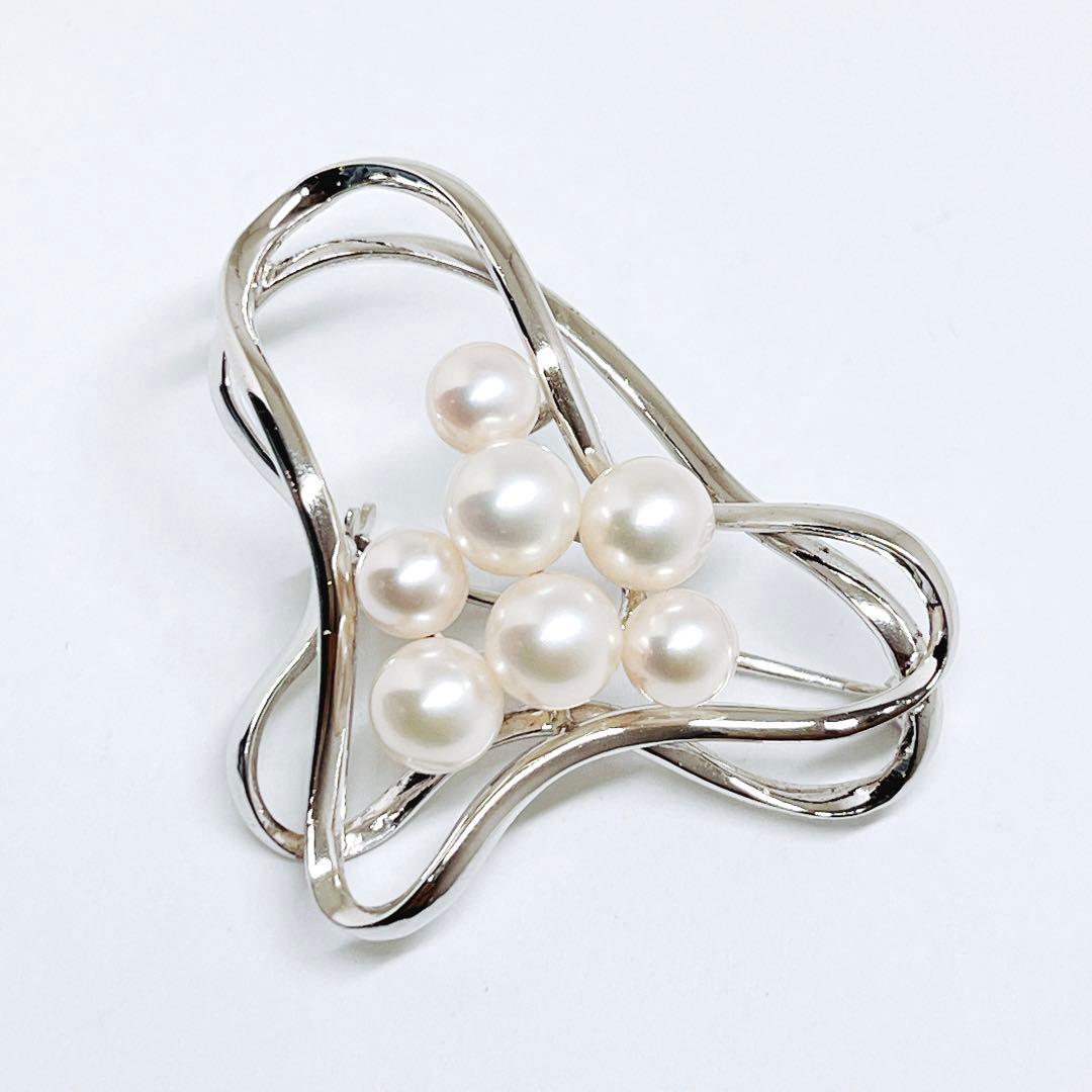 極美品✨MIKIMOTO ミキモト パール　ブローチ コサージュ　シルバー