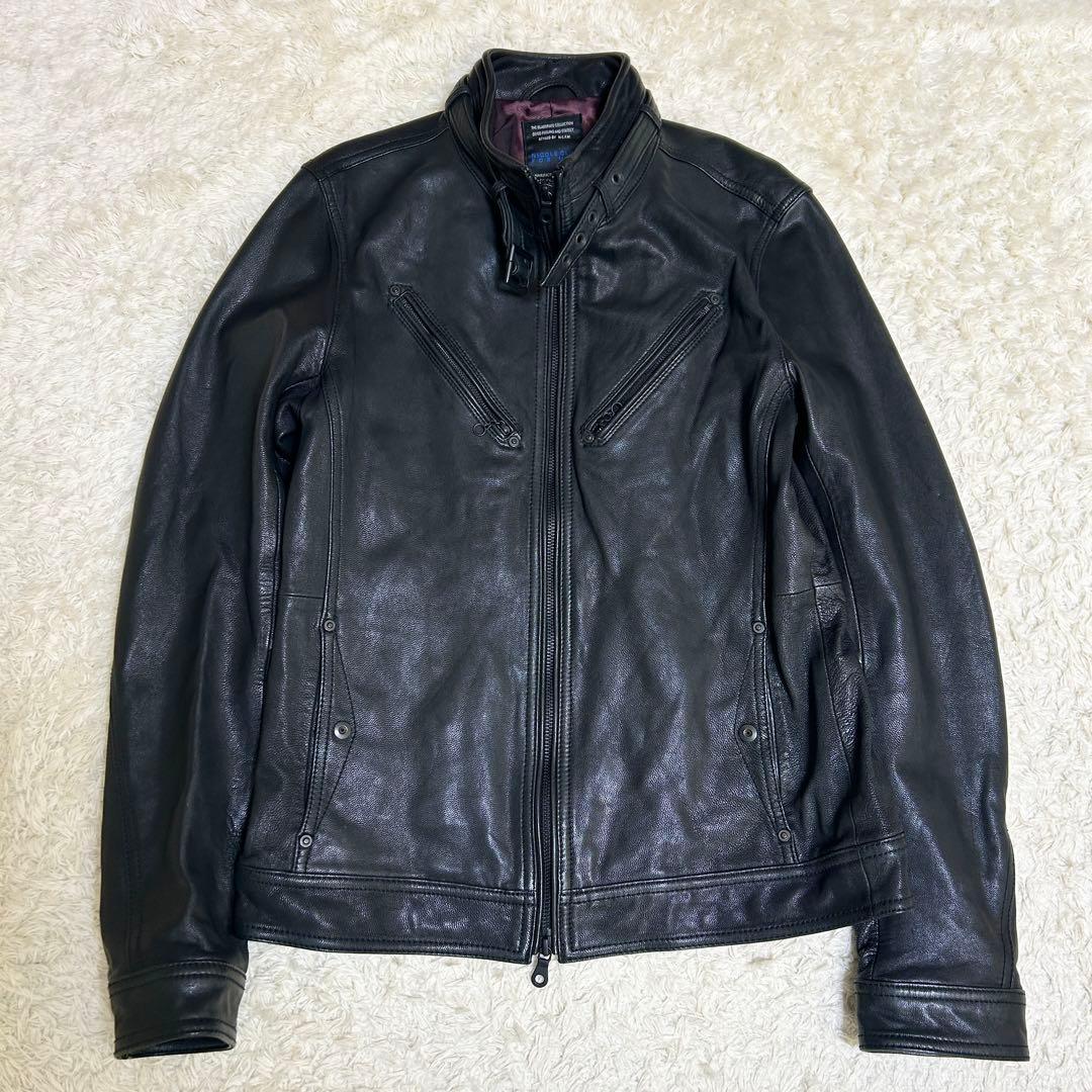 美品✨ NICOLE シングルライダース レザー ブラック 内側ワインレッド