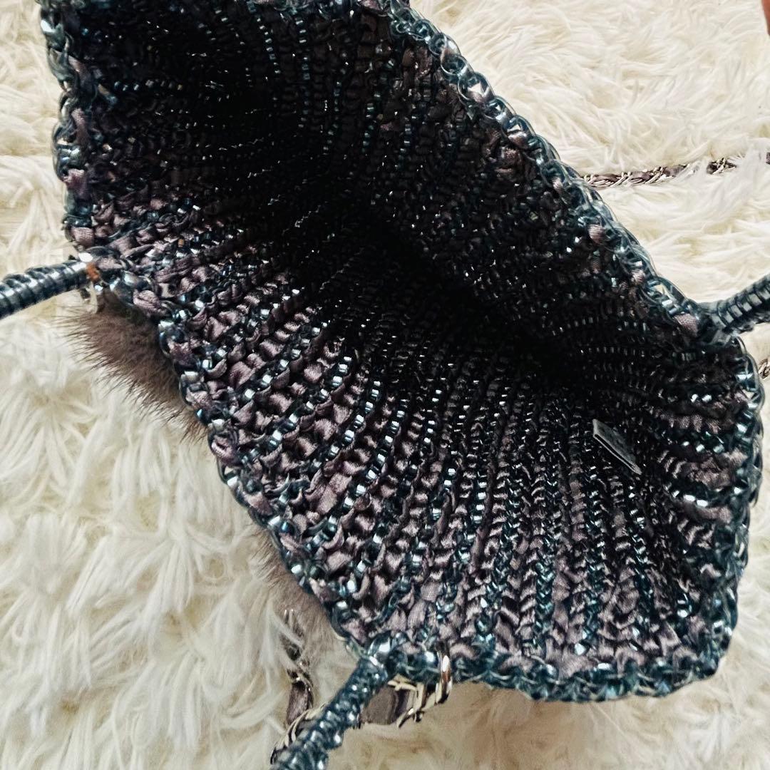 可愛い★アンテプリマ　ワイヤーポシェット　ファーリボン付き