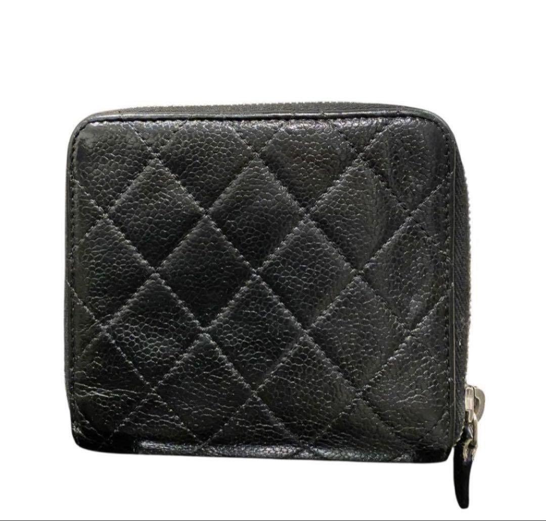 【極美品】CHANEL キャビアスキン　マトラッセ　ウォレット　ココマーク　財布