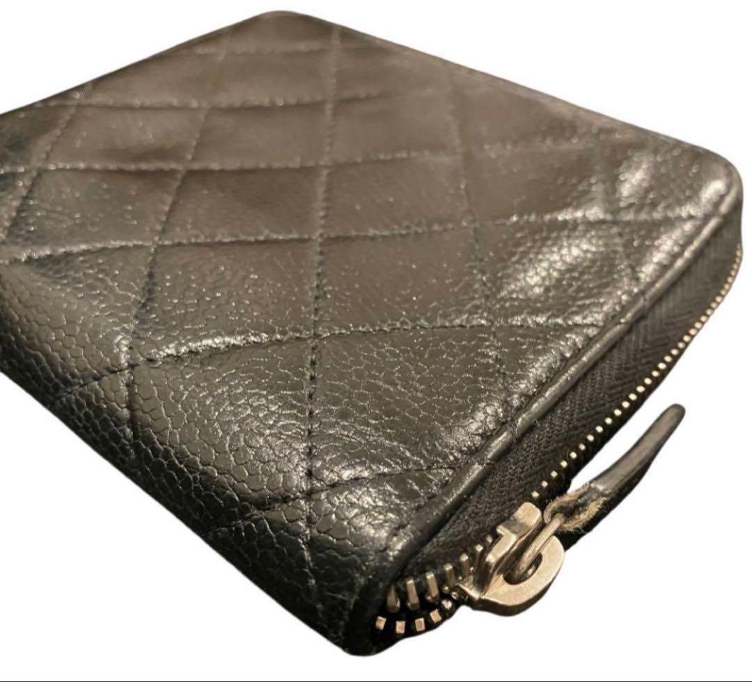 【極美品】CHANEL キャビアスキン　マトラッセ　ウォレット　ココマーク　財布