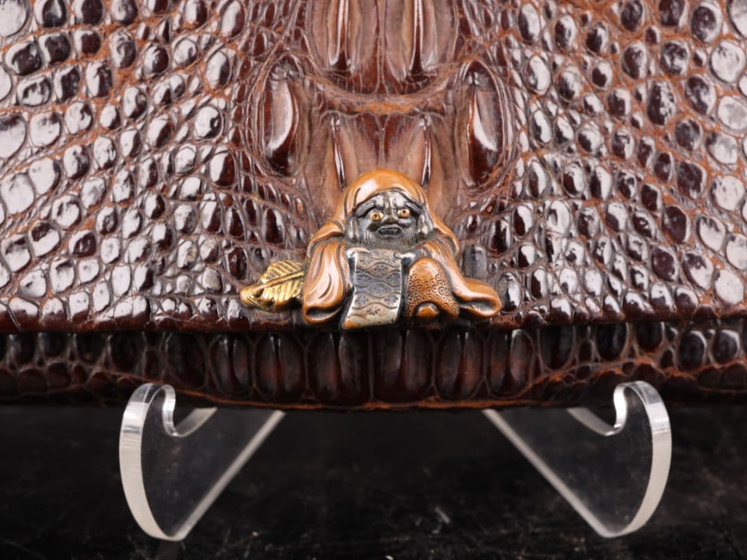 K1618 喫煙具 加納鉄哉刀 一休筆 達摩金具 光山刀 皮製煙草入 莨入 緒締